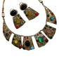 Bohemian Mosaic Jewelry Set Colorful Statement Necklace and Earrings Set