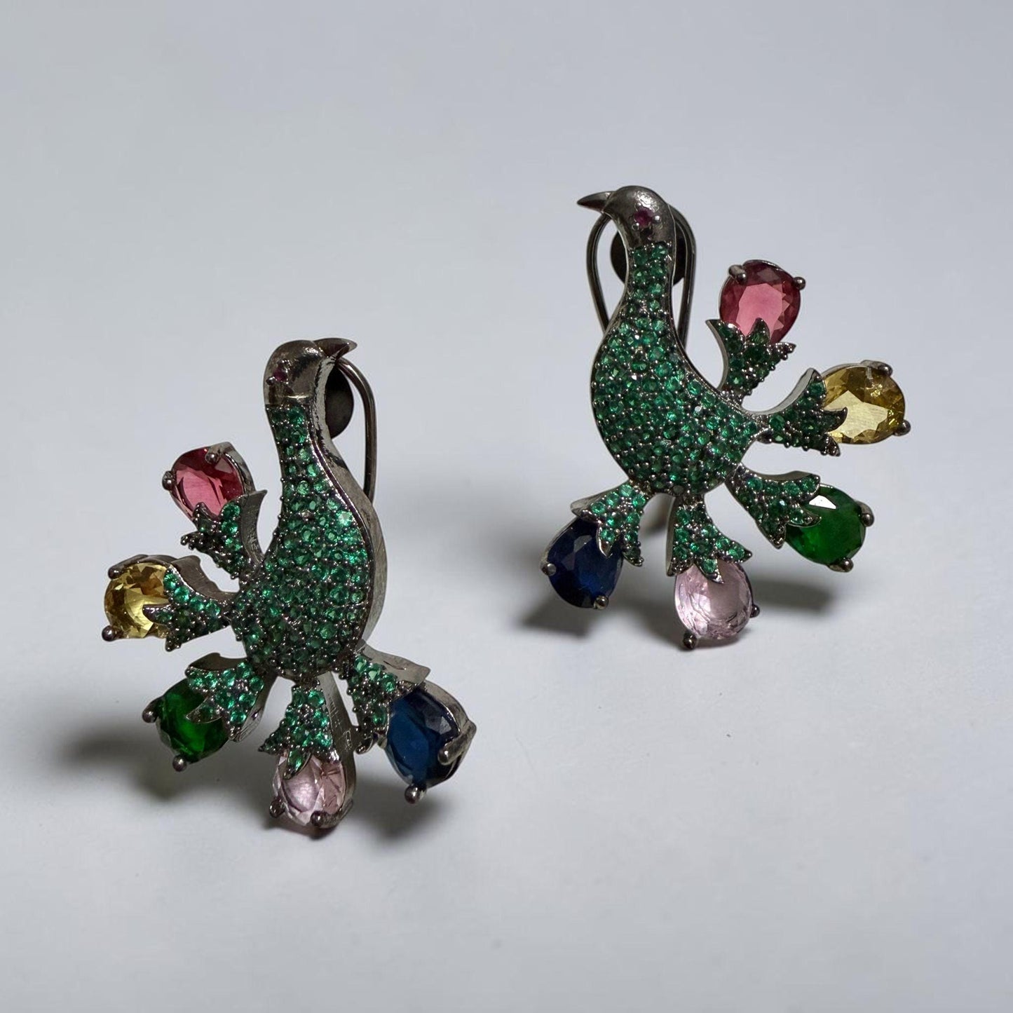 Tropical Bird Statement Earrings Colorful Designer Drop Earrings