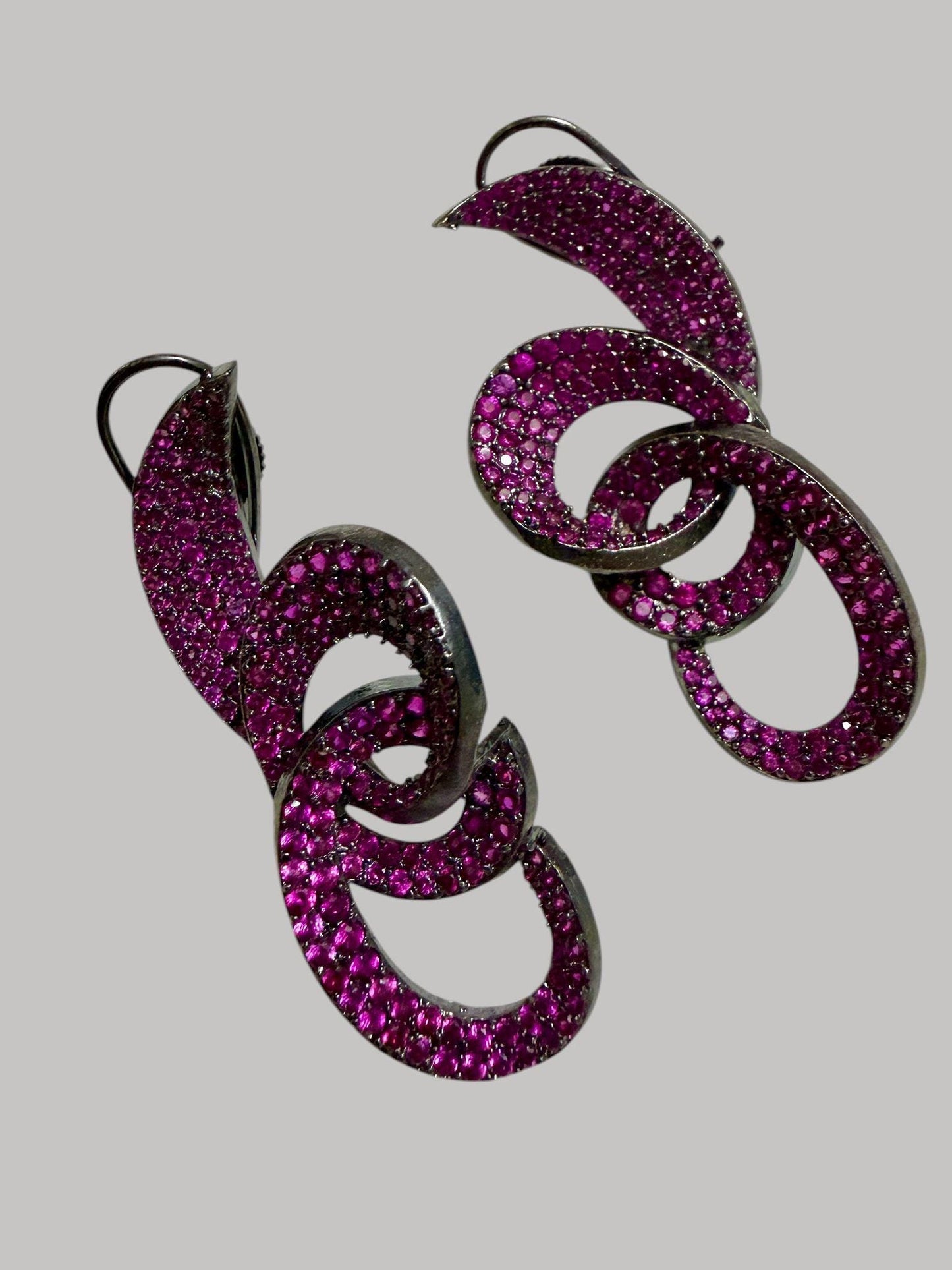 Fuchsia Chain Link Earrings Bold Statement Drop Earrings