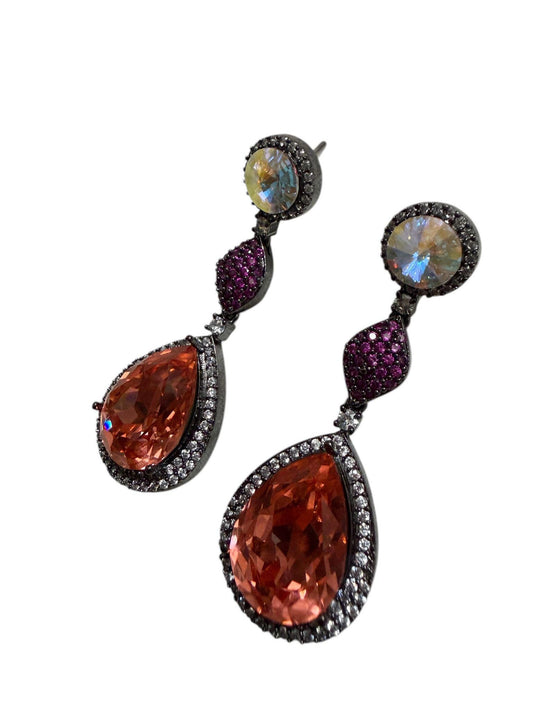 Peach Drop Earrings Statement Teardrop Earrings Glam Party Jewelry