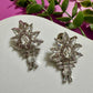 Silver Crystal Floral Earrings Statement CZ Stud Earrings Elegant Bridal Earrings