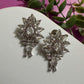 Silver Crystal Floral Earrings Statement CZ Stud Earrings Elegant Bridal Earrings