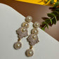 Pearl Statement Drop Earrings Gold Crystal Bridal Earrings Elegant Pearl Dangle Earrings