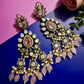 Pink Kundan Chandelier Earrings Bridal Statement Earrings Pearl Dangle Earrings
