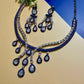 Royal Blue Bridal Jewelry Set Teardrop Necklace Earrings Set Luxury CZ Wedding Jewelry