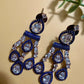 Royal Blue Bridal Jewelry Set Teardrop Necklace Earrings Set Luxury CZ Wedding Jewelry