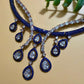 Royal Blue Bridal Jewelry Set Teardrop Necklace Earrings Set Luxury CZ Wedding Jewelry