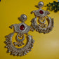 Silver Tribal Chandbali Earrings Boho Statement Earrings Oxidized Ethnic Jewelry