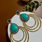 Turquoise Hoop Statement Earrings Gold Circle Drop Earrings Boho Chic Gemstone Earrings