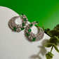 Emerald Green Crescent Moon Earrings Statement Earrings Luxury CZ Drop Earrings