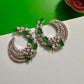 Emerald Green Crescent Moon Earrings Statement Earrings Luxury CZ Drop Earrings