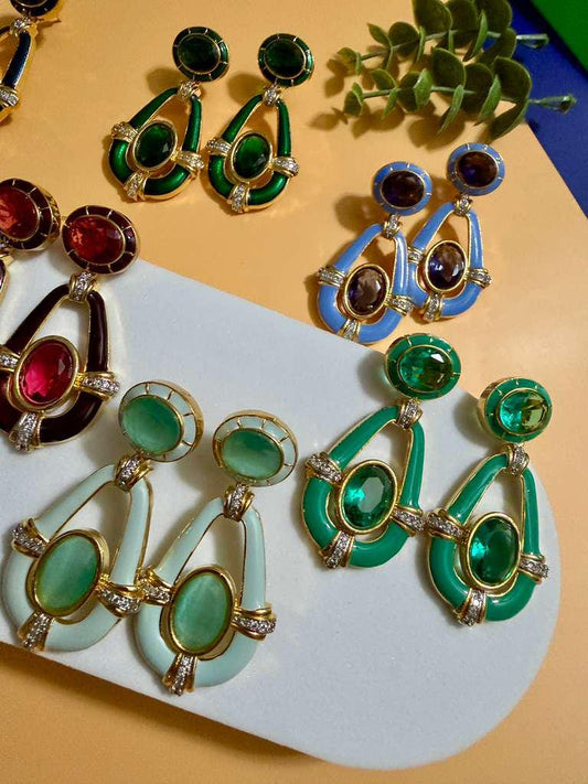 Colorful Enamel Drop Earrings Statement Designer Earrings Modern Jewelry Gift for Women – 6 Colors Available