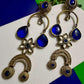 Royal Blue Boho Statement Earrings Vintage Floral Drop Earrings Ethnic Designer Earrings
