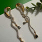Gold Snake Chain Drop Earrings Black Crystal Dangle Earrings Modern Statement Earrings