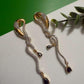 Gold Snake Chain Drop Earrings Black Crystal Dangle Earrings Modern Statement Earrings