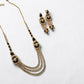 Black Stone Gold Finish Necklace Set | Pearl Drop Earrings | Elegant Party Jewelry | Handmade Minimal Gift for Her