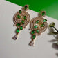 Emerald Green Statement Earrings Gold Spiral Drop Earrings Luxury Bridal Earrings Wedding