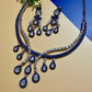 Royal Blue Bridal Jewelry Set Teardrop Necklace Earrings Set Luxury CZ Wedding Jewelry