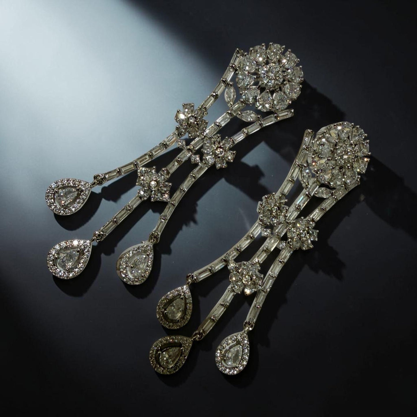 Vintage Inspired Bridal Chandelier Earrings, Pear Cut CZ Dangle Earrings, Glamorous Wedding Jewelry