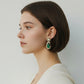 Emerald Green Teardrop Earrings, Vintage Gold Statement Earrings, Designer Inspired Bridal Jewelry