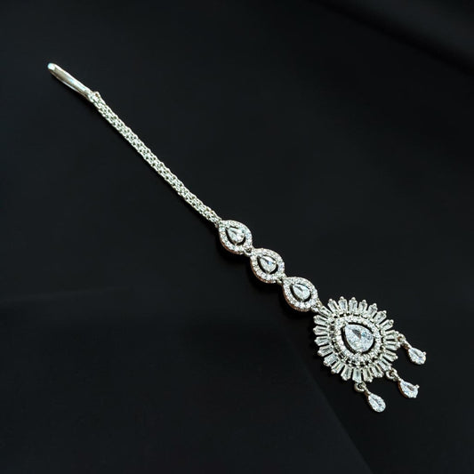 Bollywood Indian Designer ad tikka head piece bindya silver plated.