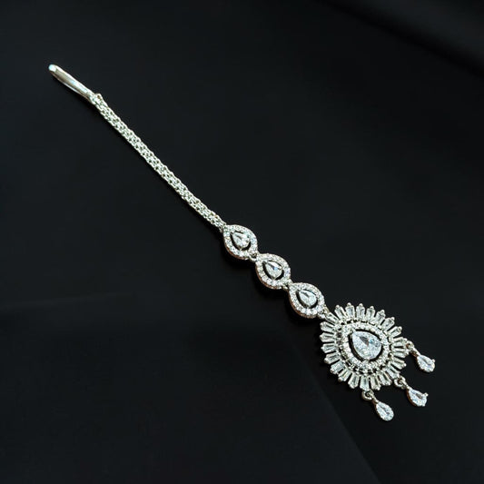 Bollywood Indian Designer ad tikka head piece bindya silver plated.