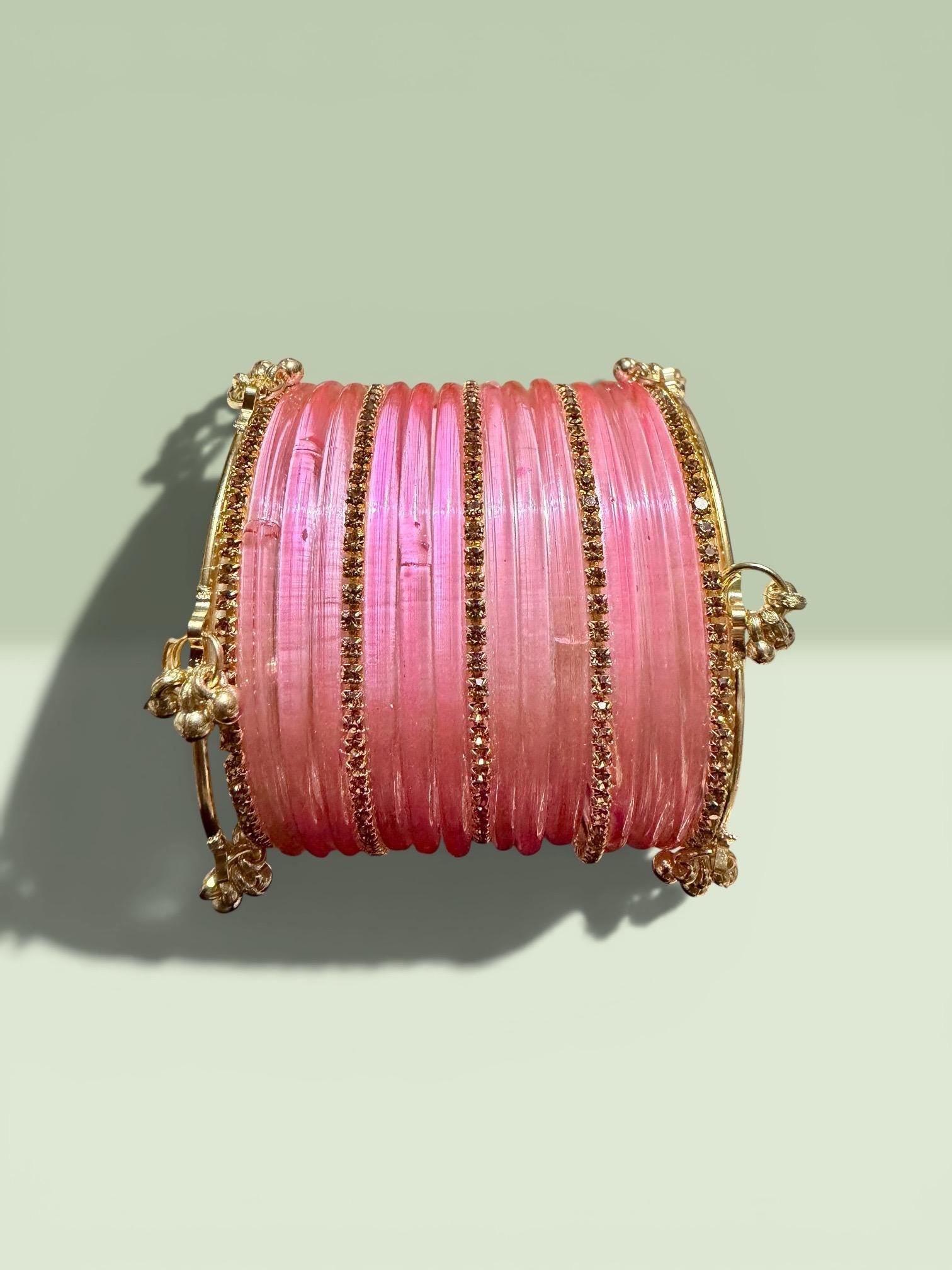 Light pink/red glass Bangles Set with Kashmiri bangles | Indian | Pakistani | Women's Jewelry 2.4