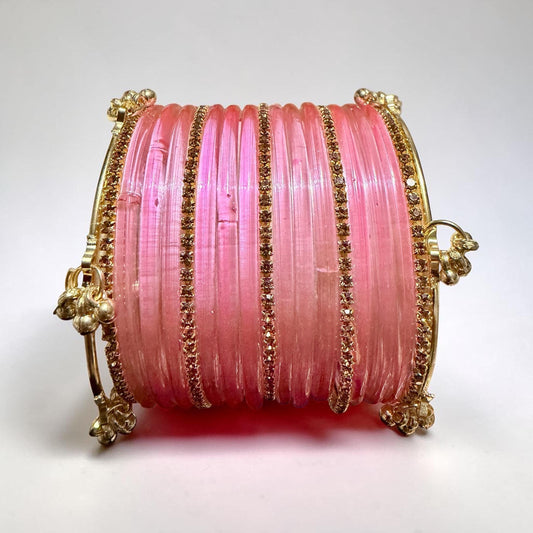 Light pink/red glass Bangles Set with Kashmiri bangles | Indian | Pakistani | Women's Jewelry 2.4