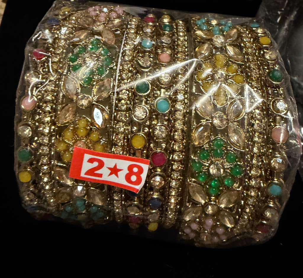 Bohemian Multicolor Floral Bangles Set, Vintage Statement Kadas, Festive Wedding Bangles Polki kundan