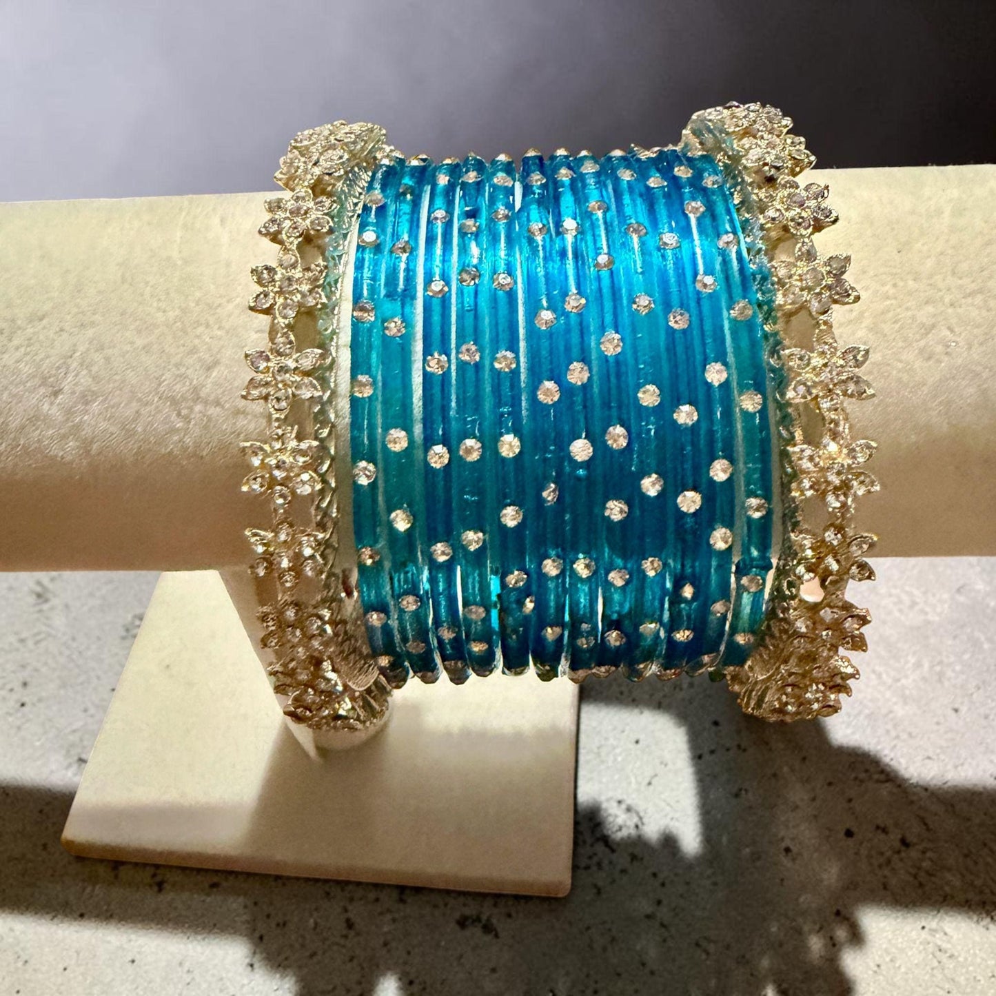 Ocean Blue party Bangle Set, Glass Wedding Bangles, Traditional Festival Jewelry 2.8