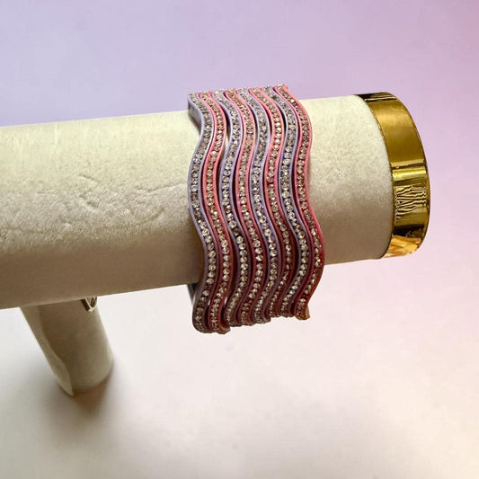 Crystal Bangle Set, Pastel Statement Bangles, Modern Festival Jewelry for Women