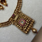 Traditional Indian Necklace Set with Jhumka Earrings, Gold Tone Bridal Jewelry Set.