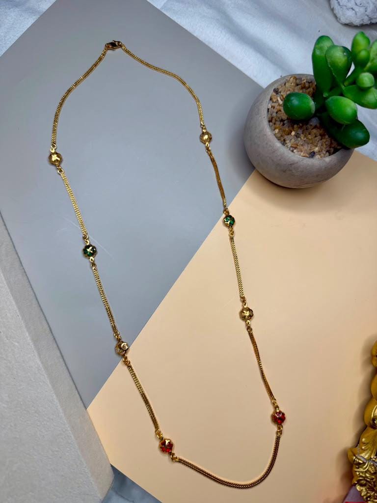 Minimalist Long Station Necklace for Women, Gold Tone Everyday Necklace, Layering Chain.