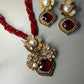 Floral Pearl Pendant Beaded Necklace Set for Women, Handmade Statement Jewelry Set.