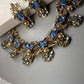 Vintage Botanical Statement Necklace Set, Floral Crystal Collar Necklace with Matching Earrings
