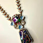 Mosaic Art Statement Necklace Set, Geometric Pendant Jewelry Set, Contemporary Ethnic.