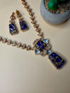Mosaic Art Statement Necklace Set, Geometric Pendant Jewelry Set, Contemporary Ethnic.