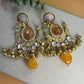 Boho Chandbali Pearl Earrings, Tribal Statement Drop Earrings, Ethnic Festival Jewelry Gift