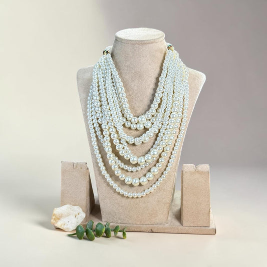 Multi Layer Pearl Statement Necklace, Elegant Layered Strand Necklace, Bridal Wedding Jewelry Gift