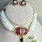 Multi Strand Beaded Choker Necklace, Kundan Statement Jewelry Set, Bridal Wedding Necklace with Stud