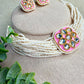 Pink Kundan Beaded Choker Set, Multi Strand Pearl Necklace, Bridal Wedding Jewelry