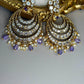 Crystal Crescent Chandbali Earrings, Lavender Drop Statement Earrings, Indian Pakistani Wedding Jewelry