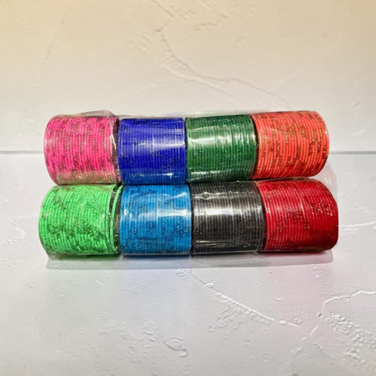 Colorful Glitter Bangle Set for girls size1/12, Traditional Stackable Bangles, Indian Pakistani Bridal Jewelry.