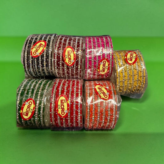 Glitter Rhinestone Micro Bangles Bridal Traditional Stack churian women’s n teens size 2.4 Ethnic Wedding Jewelry.