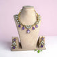 Crystal Statement Necklace Set, Kundan Wedding Jewelry, Pakistani Indian Necklace with Earrings