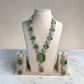 Emerald Crystal Statement Necklace Set, Long Green Wedding Jewelry, Vintage Inspired Pakistani Indian Set