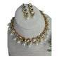 Pearl Drop Kundan Choker Set, Gold Statement Necklace with Earrings, and tikka Indian Pakistani Bridal Jewelry