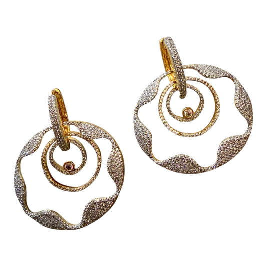 Gold Spiral Statement Earrings, Modern Sculptural Drop Earrings, Minimalist Contemporary Jewelry