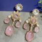 Blue Stone Statement Earrings Gold Tone Drop Earrings