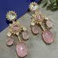 Blue Stone Statement Earrings Gold Tone Drop Earrings